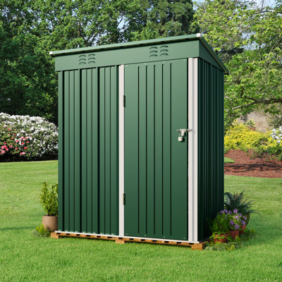 Aiho 5 ft. W X 3 ft. D Metal Vertical Storage Shed & Reviews | Wayfair